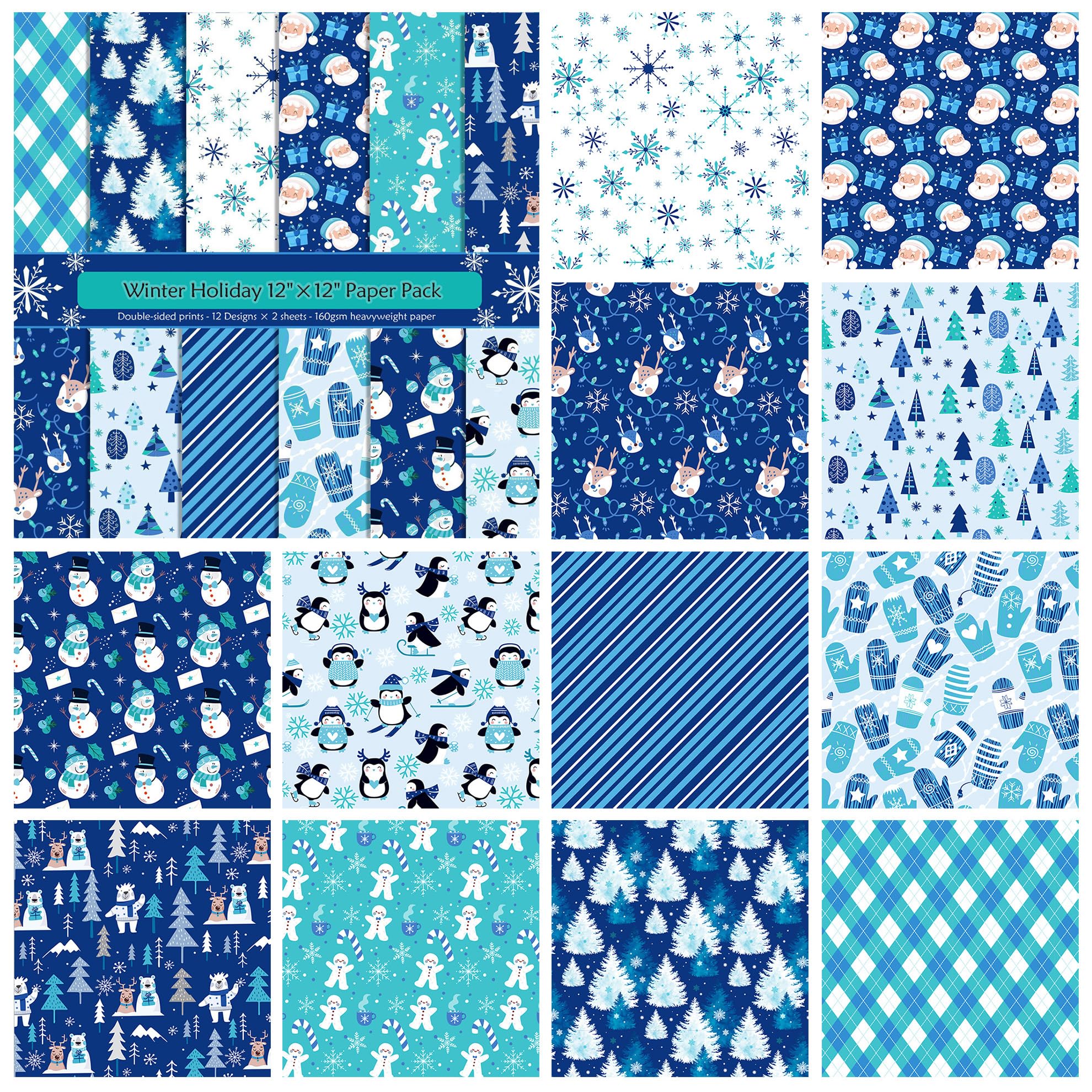 Papier do scrapbookingu, 24 arkusze papieru kartonowego 12"x12", papier do wzorów do wydruków, papier dekoracyjny 160 g/m2 do tworzenia kartek, tło albumu fotograficznego