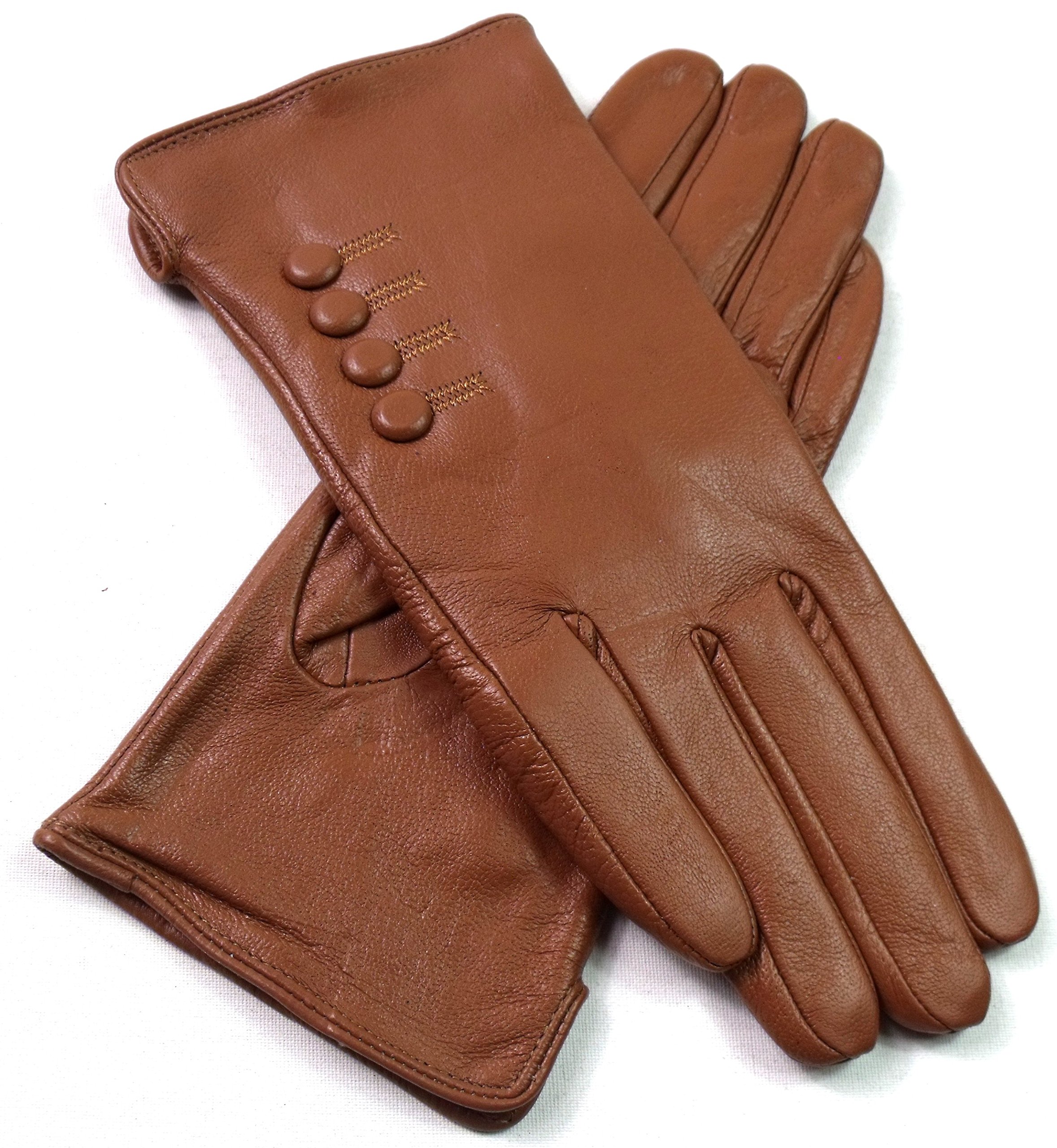 Emporium Leather Women's Tan Premium Genuine Leather Gloves (Large, )