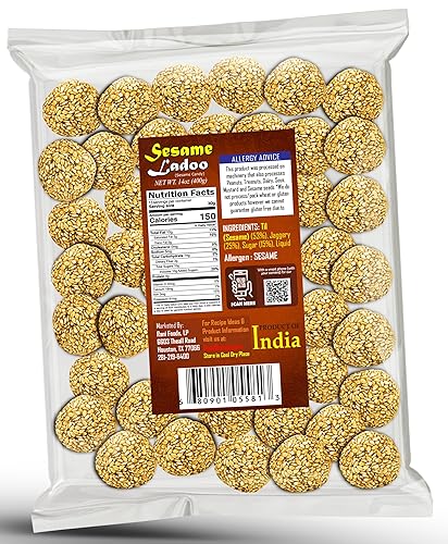 Miniatura 2 de Rani Sesame Ladoo (caramelo frágil de sésamo redondo) 14 oz (400 g)  Todo natural  Vegano  Sin colores  Apto para gluten  Kosher  Origen indio