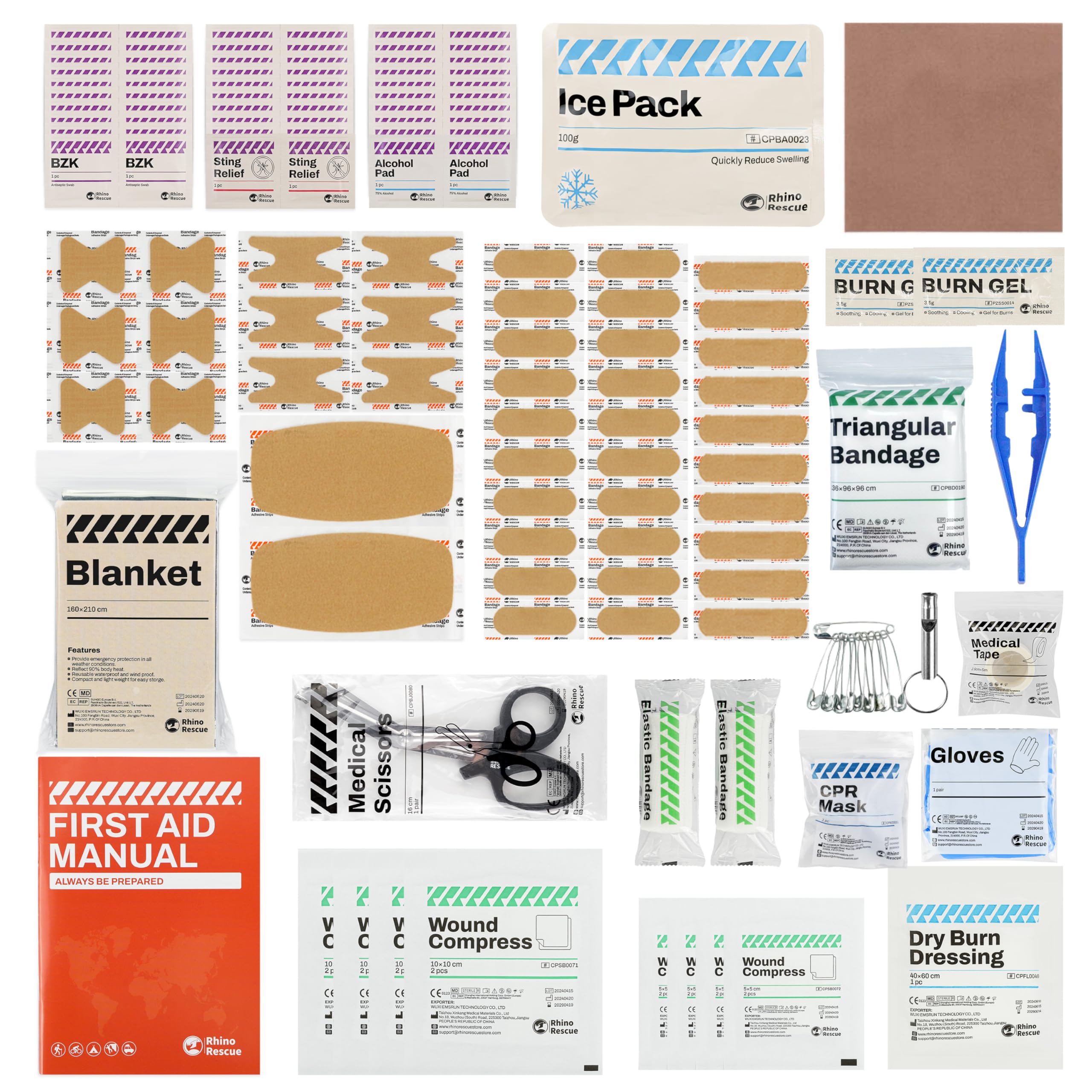 RHINO RESCUE Mini First Aid Kit, Petit Kit D'urgence Portable et étanche pour le Voyage, la Maison, la Voiture, la Chambre à Coucher, le Camping, la Randonnée (Rouge)