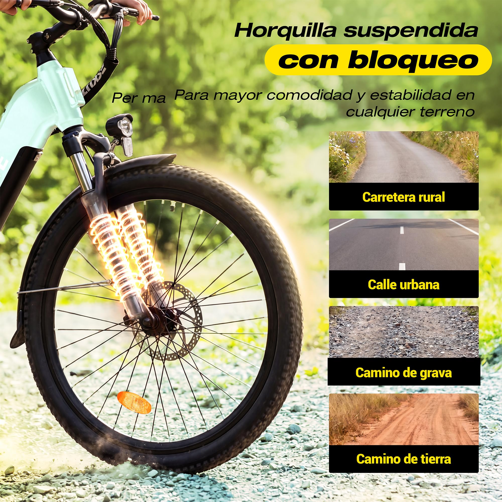 ESKUTE C202 - Bicicleta eléctrica de 48 V y 17,5 Ah, para adultos de 26 pulgadas, batería extraíble, bicicleta eléctrica de ciudad para viajeros, cambio de 7 velocidades, 25 km/h, autonomía hasta 110