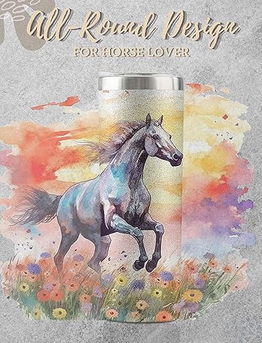 Miniatura 2 de Onebttl Regalos de caballos para niñas, mujeres, amantes de los caballos, vaso de agua aislado de acero inoxidable con tapas y pajillas, para