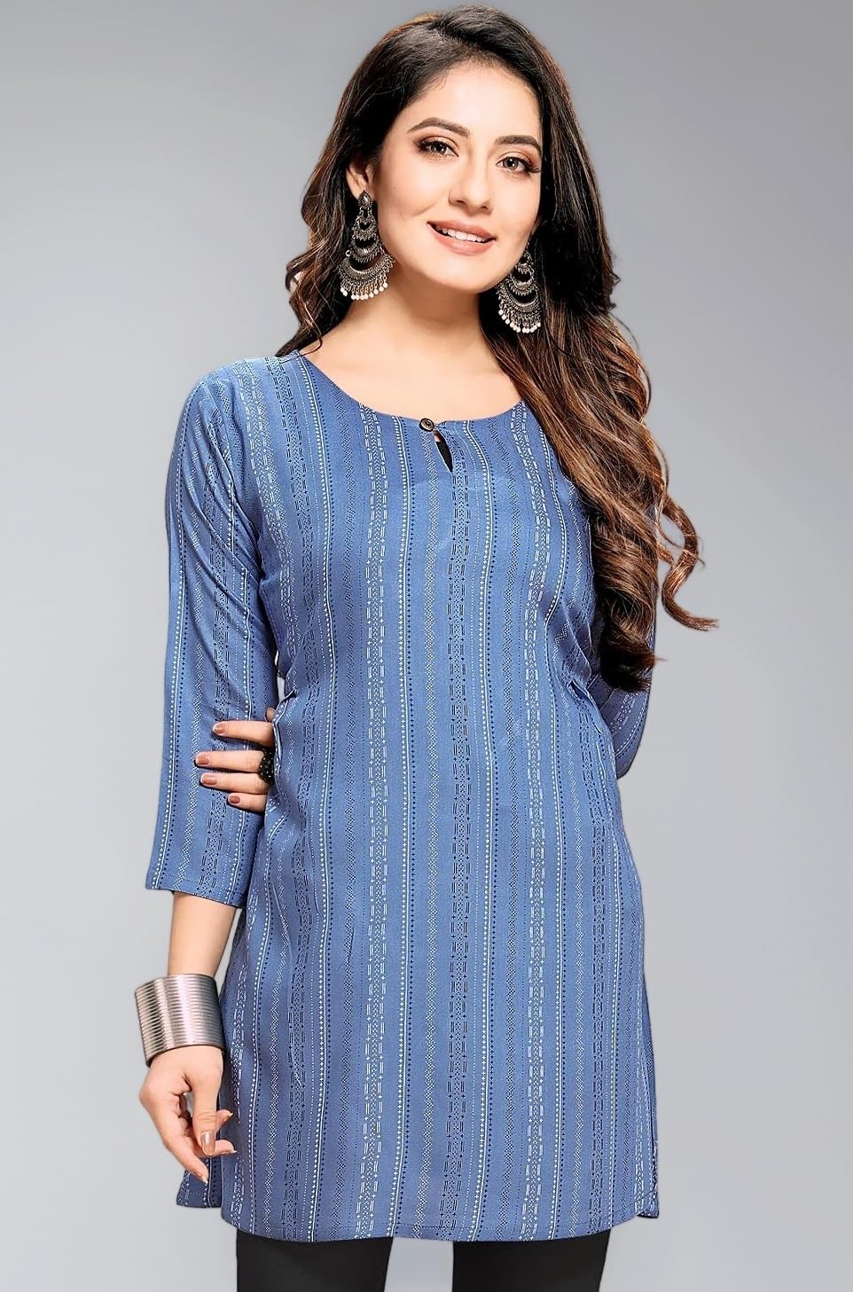 Shiv Textiles Rayon Fabric Printed Round Neck Short Kurtis for Women Top Dresses Kurti for Ladies & Girls Kurtis