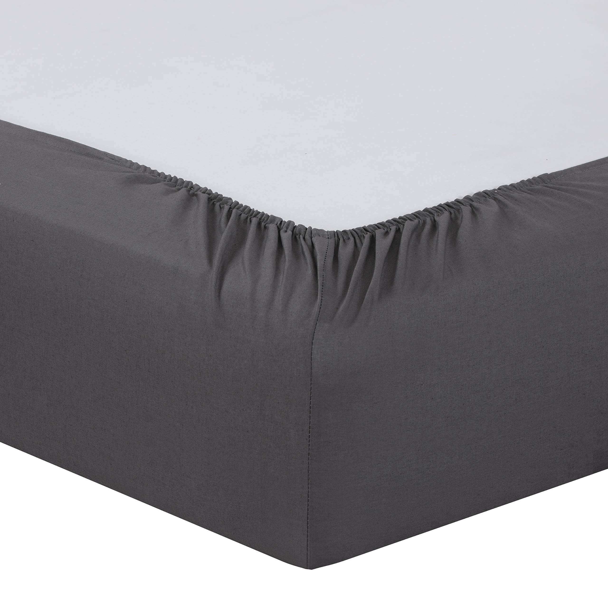 VISION Lenzuolo con Angoli Matrimoniale, 2 Persone Kingsize, 200 x 200cm con Altezza da 30cm, Grigio Scuro, 100% Cotone