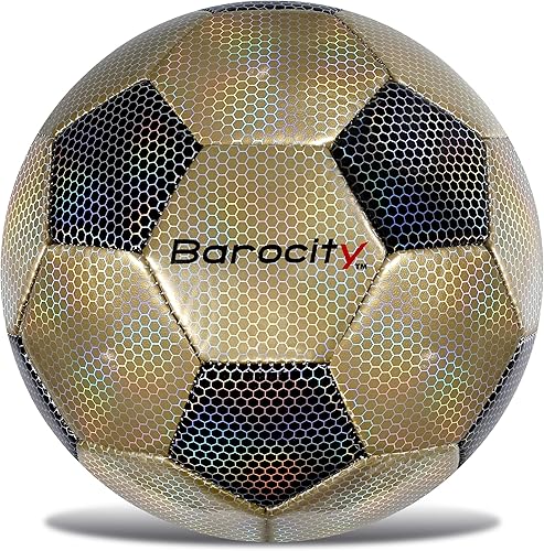 Miniatura 10 de Balón de fútbol premium para niños y niñas, balón oficial de partido con patrón hex arcoíris reflectante, duradero, para interiores, exteriores,