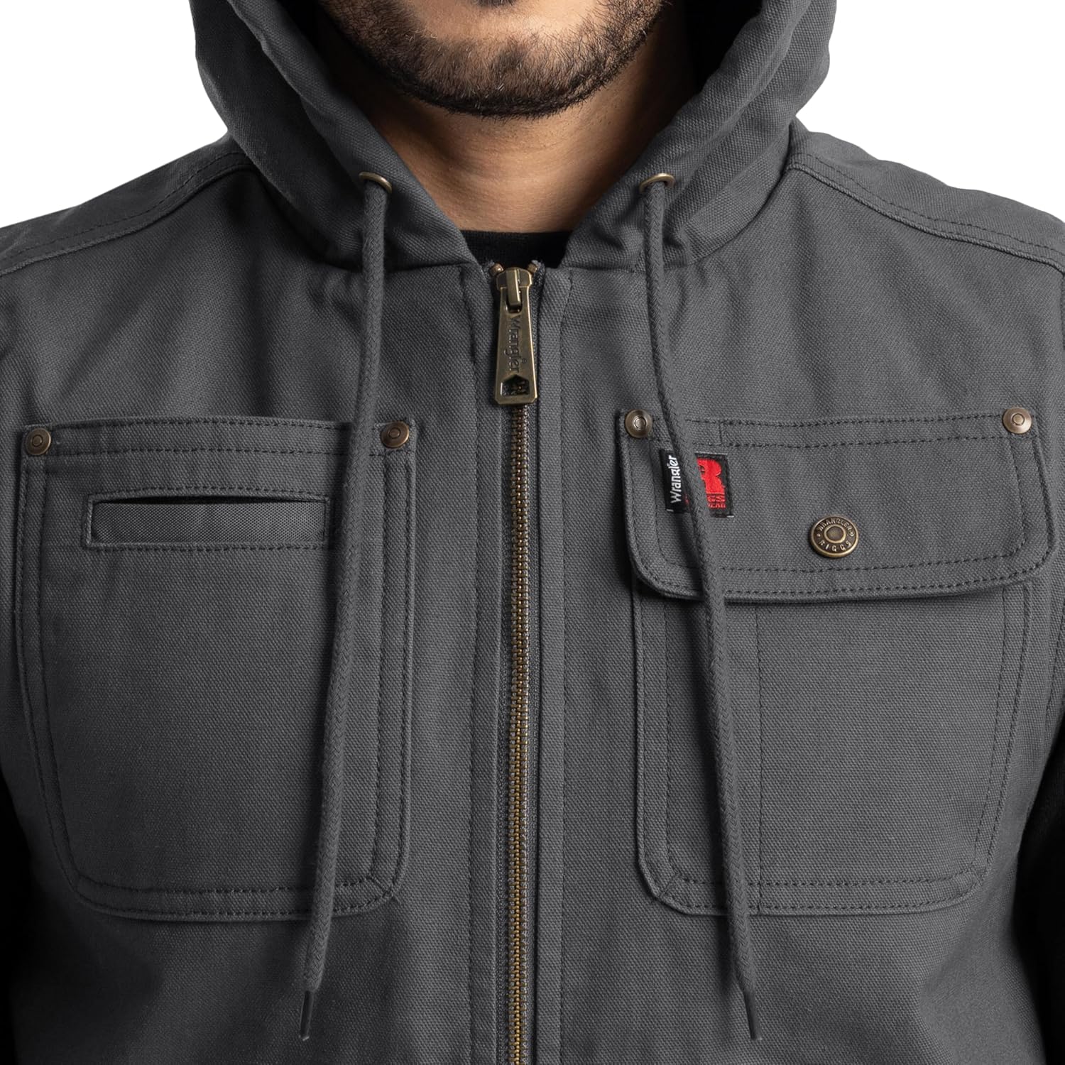 Wrangler mens Quilted Lined Vest With Hood - Image 3