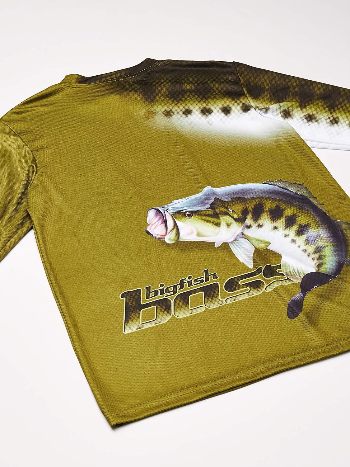 Bigfish BASS Scales Olive UPF50 Long Sleeve Performance Fishing Shirt