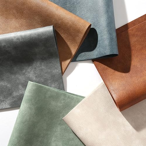 Miniatura 7 de Univo Colors Juego de 4 manteles individuales de piel sintética con patrón de piel vacuno lavada, resistentes al calor, impermeables, lavables para