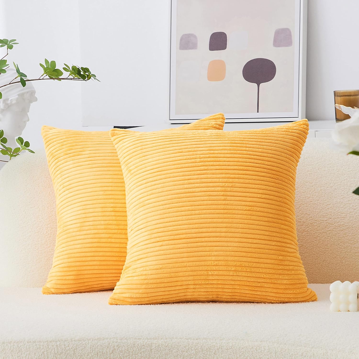 Home Brilliant Yellow Cushion Covers for Scatter Cushions, Large