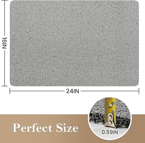 Miniatura 2 de Tapete de ducha antideslizante, 24 x 16 pulgadas, tapete suave con drenaje, tapete de baño de lufa de PVC (sin ftalatos) para bañera y baño, secado