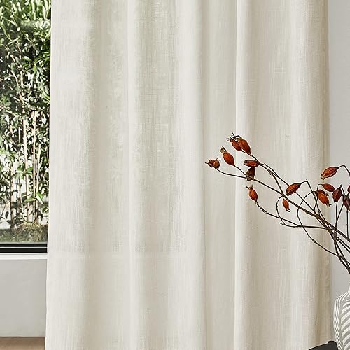 Miniatura 2 de MYSKY HOME Cortinas de 63 pulgadas de largo, 2 paneles, cortinas bohemias traslúcidas suaves para dormitorio, cocina, estilo granja, cortinas