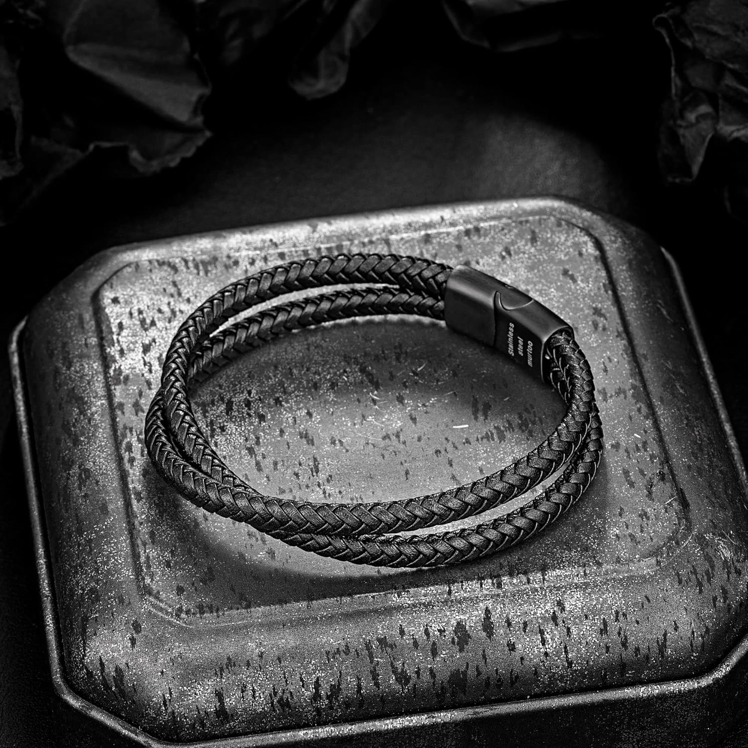 murtoo Mens Bracelet Leather Braided, Brown and Black Leather Bracelet for Men - Image 6