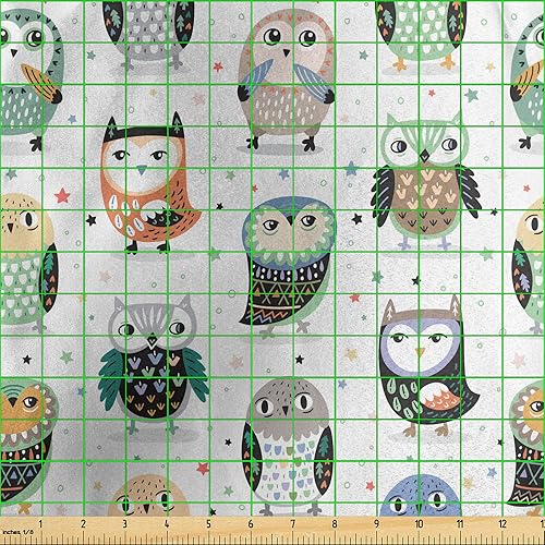 Miniatura 357 de Lunarable - Tela para amantes de perros de The Yard, patrón divertido de animales de dibujos animados en posiciones caprichosas estirando y Beige y