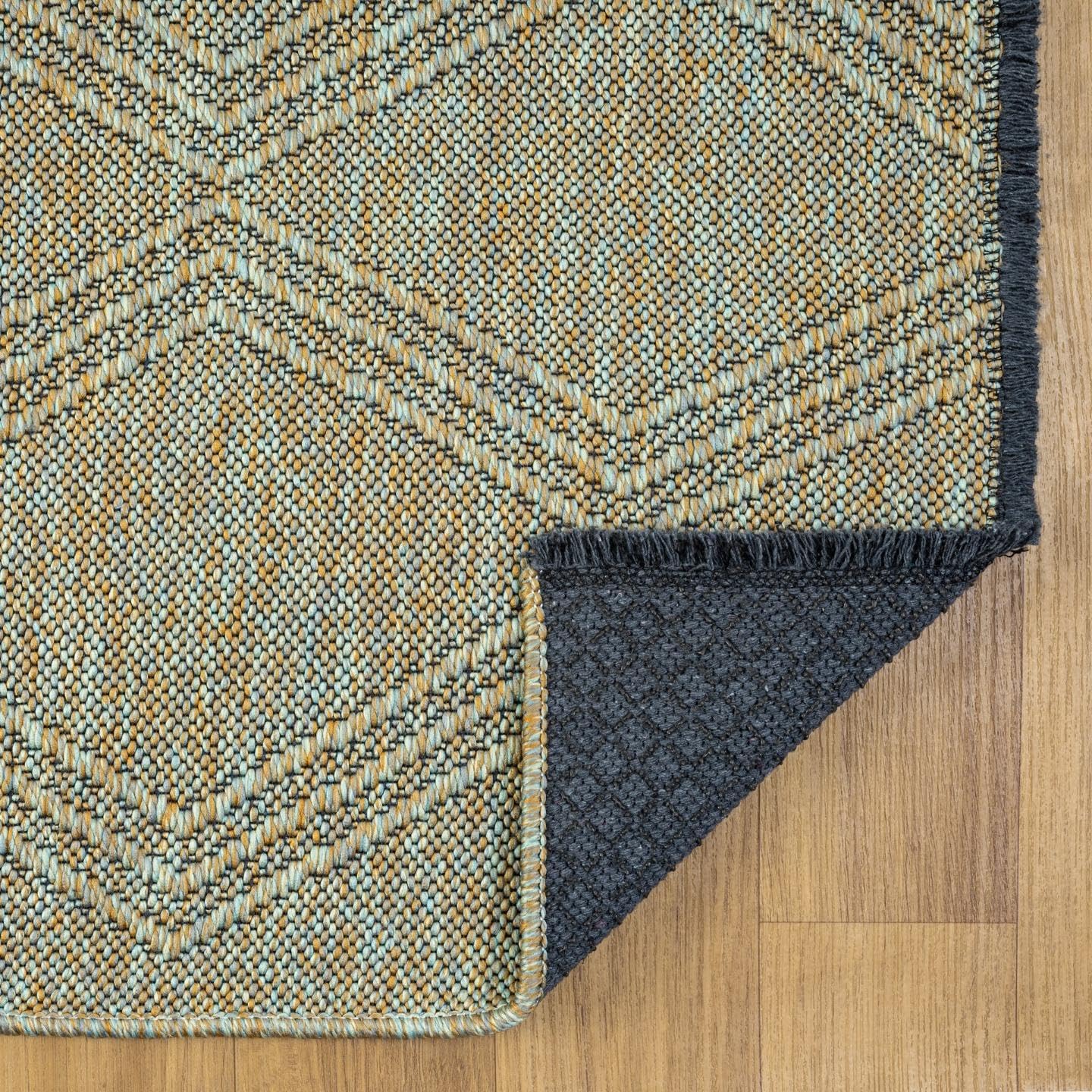 LUXE WEAVERS Modern Farmhouse Green 8x10 Washable Area Rug, Anti-Slip Diamond Pattern Carpet