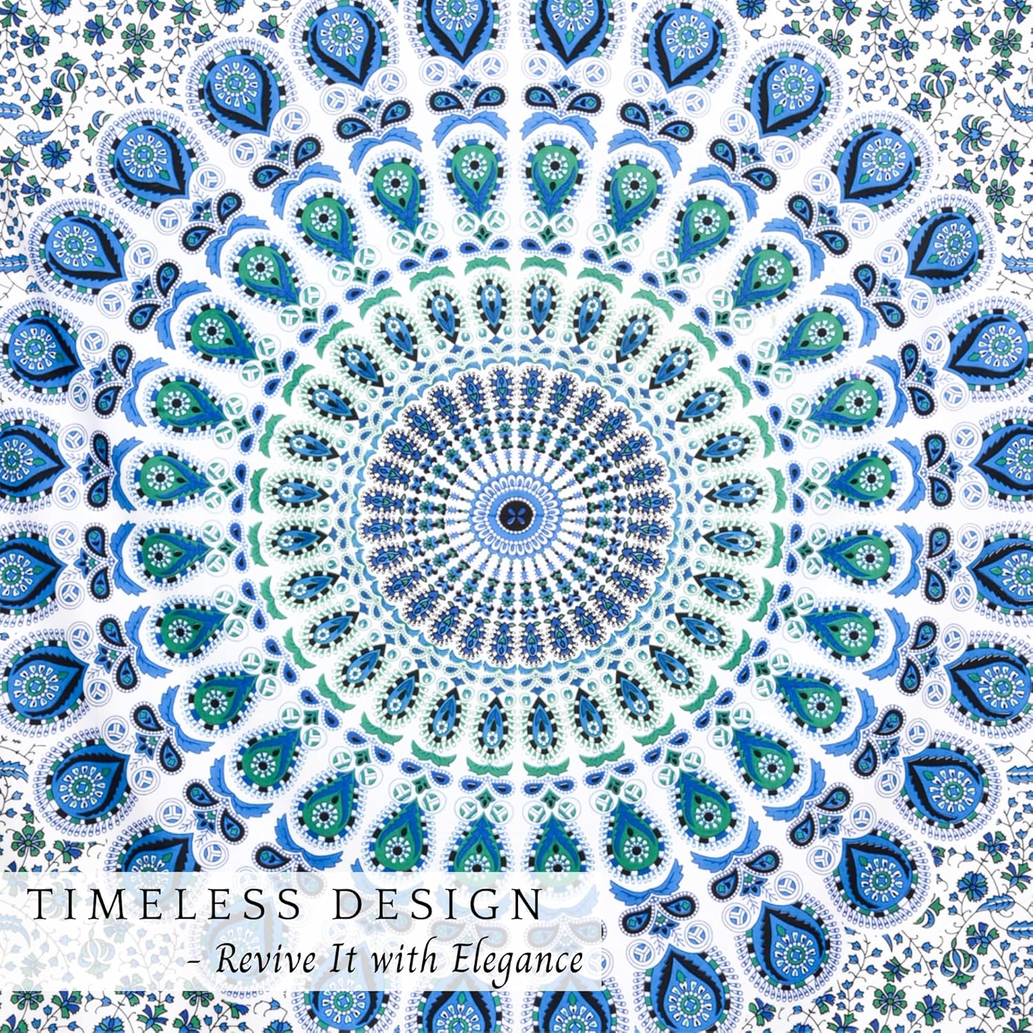 RAJRANG Sky Blue Mandala Tapestry Wall Hanging 90x108 Inches for Bedroom and Living Room Decor Boho Bohemian Wall Hanging Cotton Tapestries