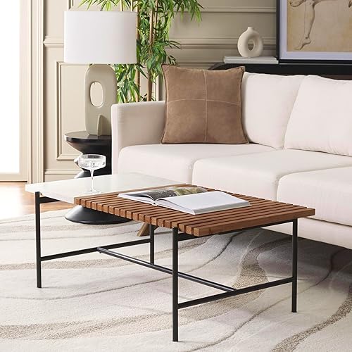 Home Collection Dallas Brown/White Faux Marble Coffee Table