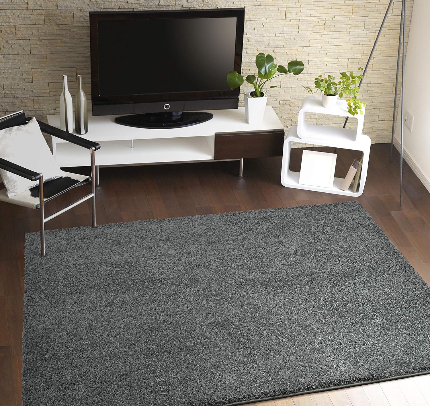 garland rug skyline shag 4 ft. x 6 ft. area rug cinder gray area rug– soft and fluffy shag texture, plush high pile, ultimate comfort, durable, non-slip, add warmth, comfort and style cinder gray 4' x 6' (rectangular)