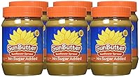 Vista 3 de SunButter Mantequilla de semillas de girasol sin azúcar añadida, 16 onzas (paquete de 6) – Untable sin nueces con 0.27 oz de proteína a base
