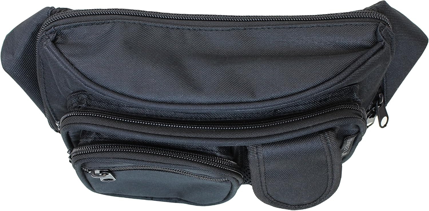 Concealed Carry Pistol Bag - Black Gun Concealment Fanny Pack - Fits up to 50 in Waist