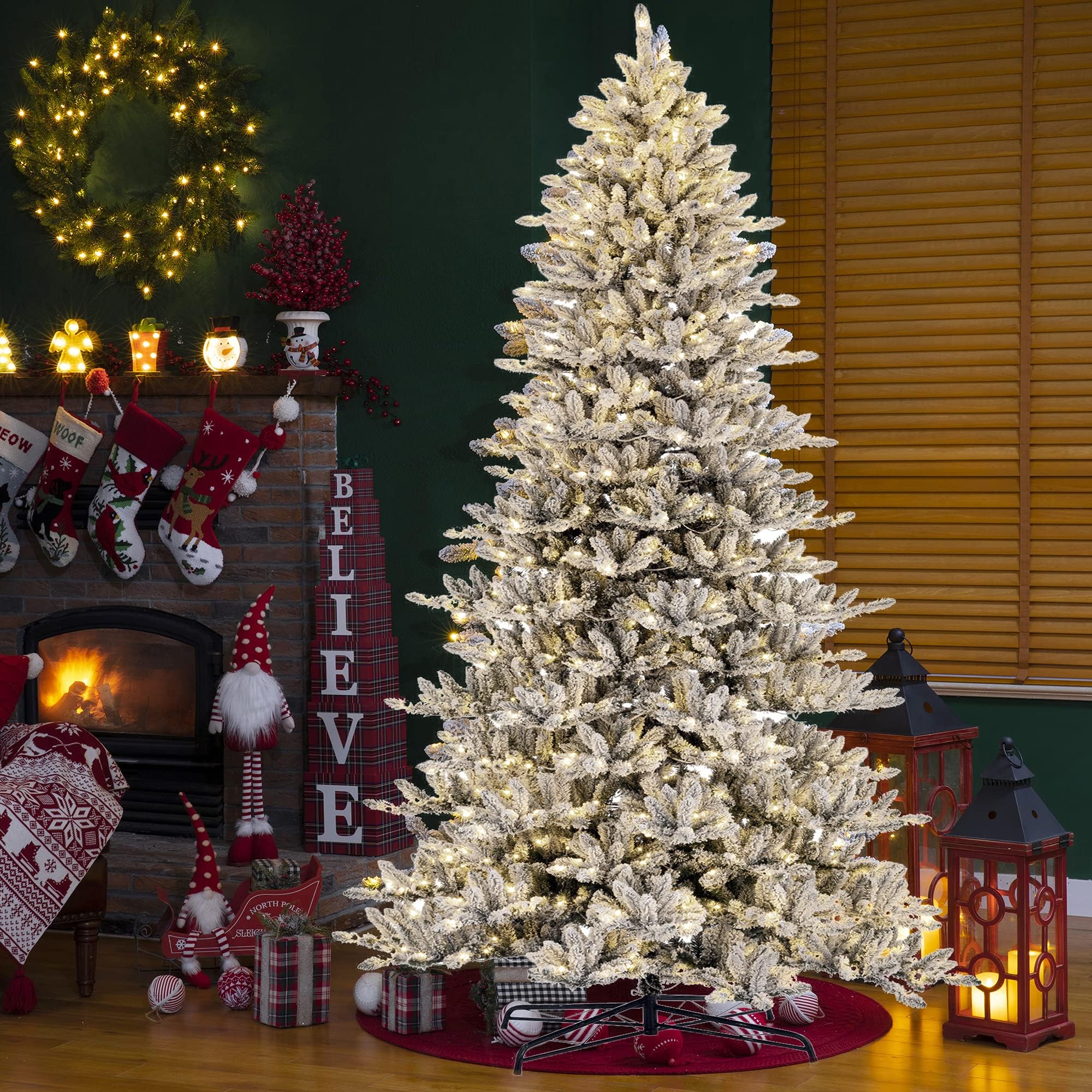 6 Foot Prelit Snow Angel Blue Spruce Flocked Artificial