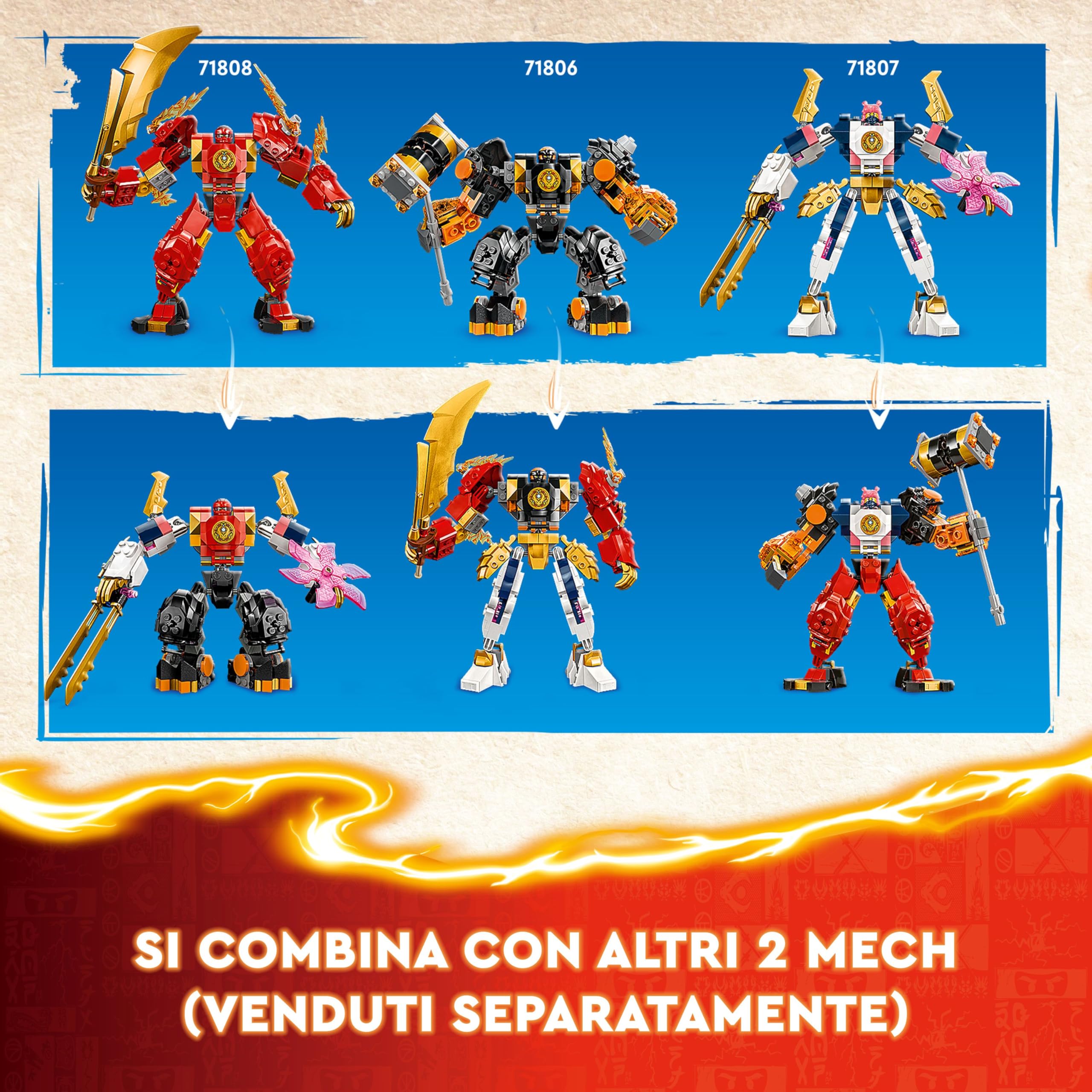 LEGO NINJAGO Mech Elemento di Terra di Cole, Giochi d'Azione per Bambini e Bambine da 7 Anni, Action Figure Snodabile da Battaglia, Giocattolo Personalizzabile con 2 Minifigure, Regalo Ninja 71806