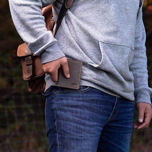 Vista 3 de PEGAI Personalized 100% Leather Bifold Wallet for Men with Credit Card Holder Minimalist Wallet for Men, Handmade Slim Wallet, Great as a Fathers