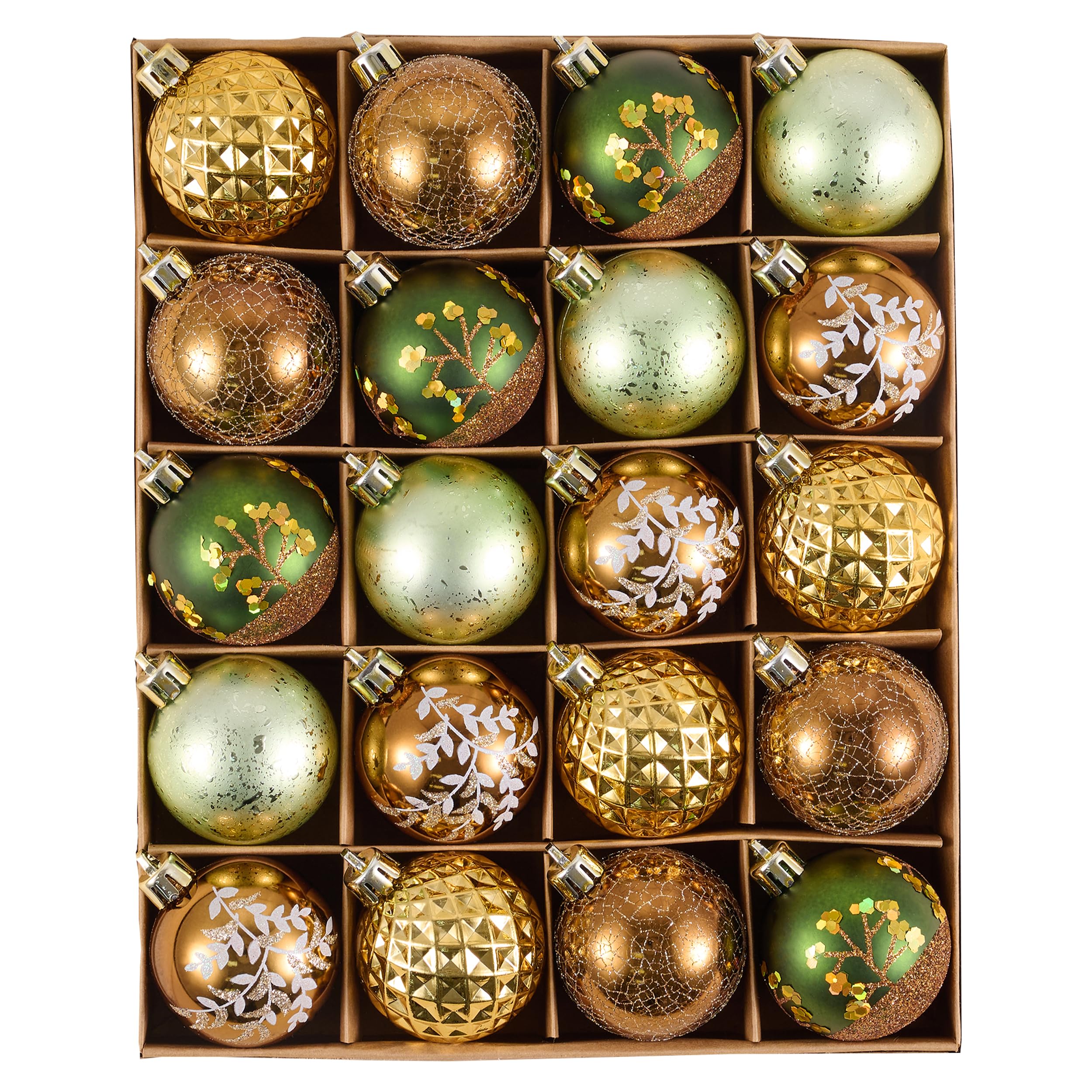 Valery Madelyn Christmas Baubles,20pcs 5cm Woodland Copper and Green Christmas Ball Ornaments for Tree Decorations,Medium — image 1