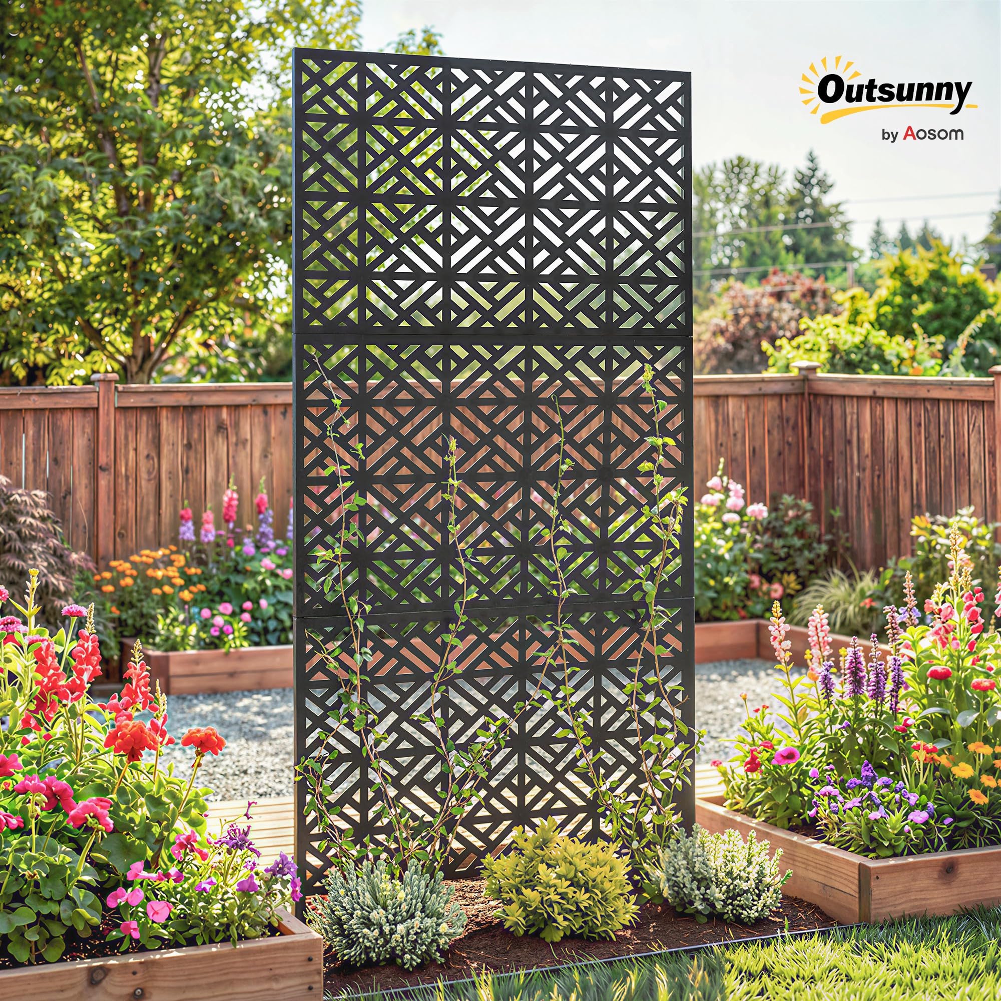 Outsunny Dekorativer Außensichtschutz 92x40x192cm Schwarz