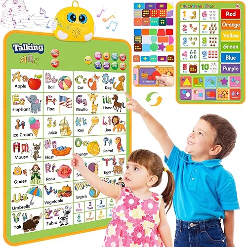 Tabla electrónica de pared del alfabeto, ABC hablante, 123s, póster musical, juguetes Montessori para niños pequeños de 2 a 4 años, juguete
