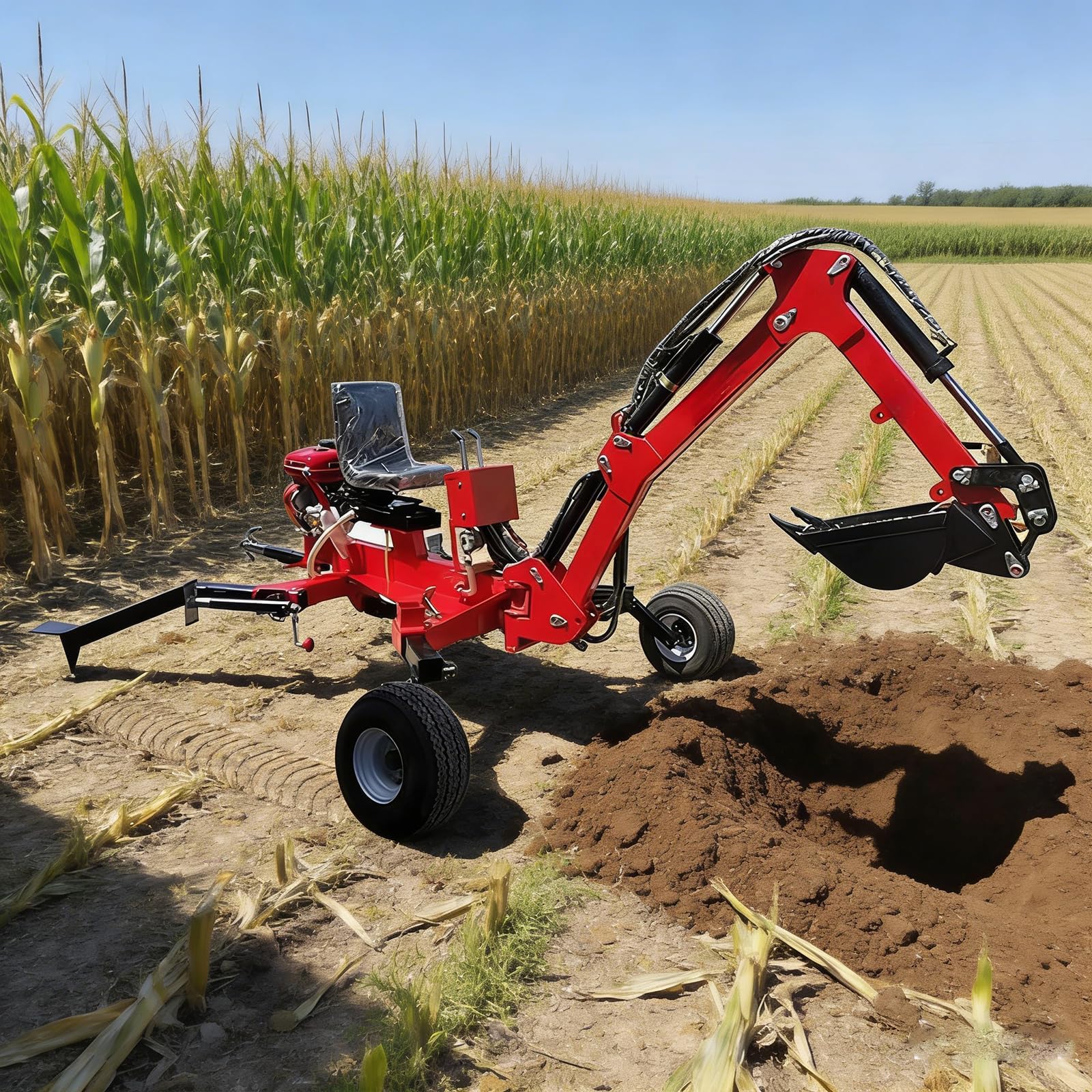 Escavatore a cucchiaia rovesciata, mini escavatore idraulico a 360° con benne intercambiabili, terna rimorchiabile compatta per trattori agricoli e scavi