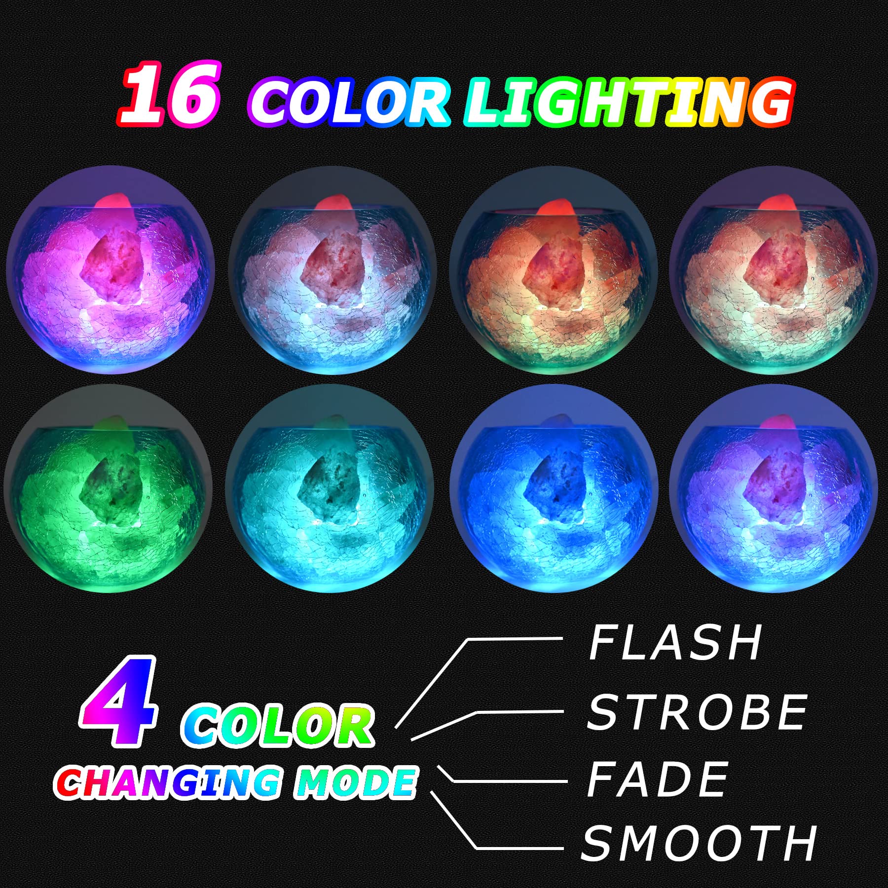 Lampe USB en sel de l'Himalaya avec télécommande, 16 couleurs d'éclairage et 4 modes de changement de couleur, utilisée comme cadeau de vacances, décoration d'intérieur, yoga, bureau
