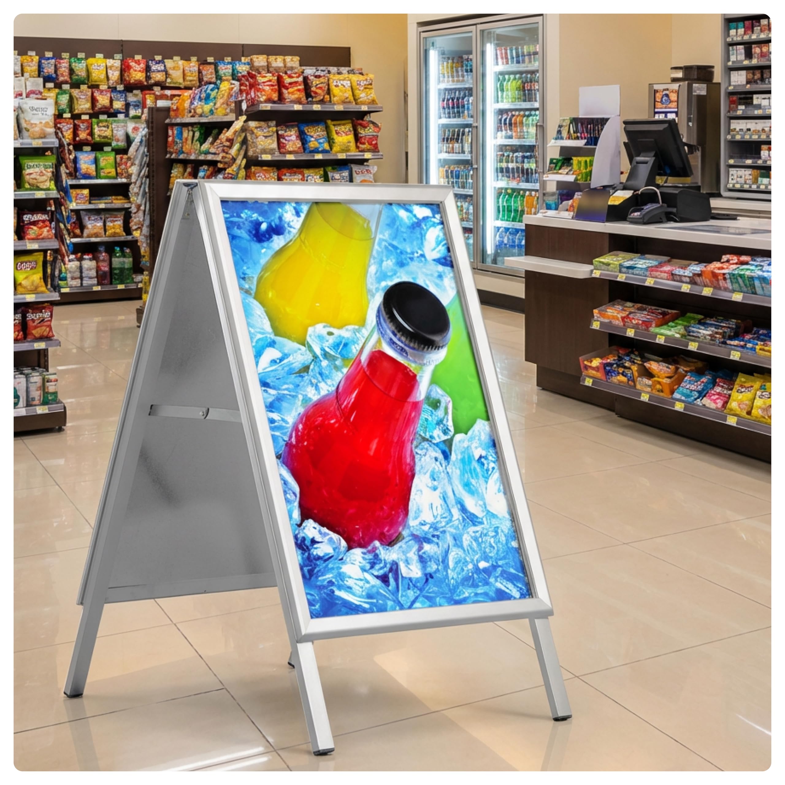 Caballete Publicidad Exterior Doble Cara 700x1000mm | Porta Carteles Aluminio, Plegable, Portatil | Resistente, Apertura Click, Apto para Exteriores | Para Bares, Restaurantes, Negocios