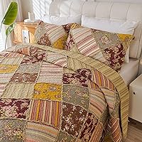 Vista 1 de Cmfshape Floral Quilt Sets Bedspread Set 100% Cotton Patchwork Bedding Set, All Season Use Lightweight Reversible Coverlet Quilts with 2 Pillow