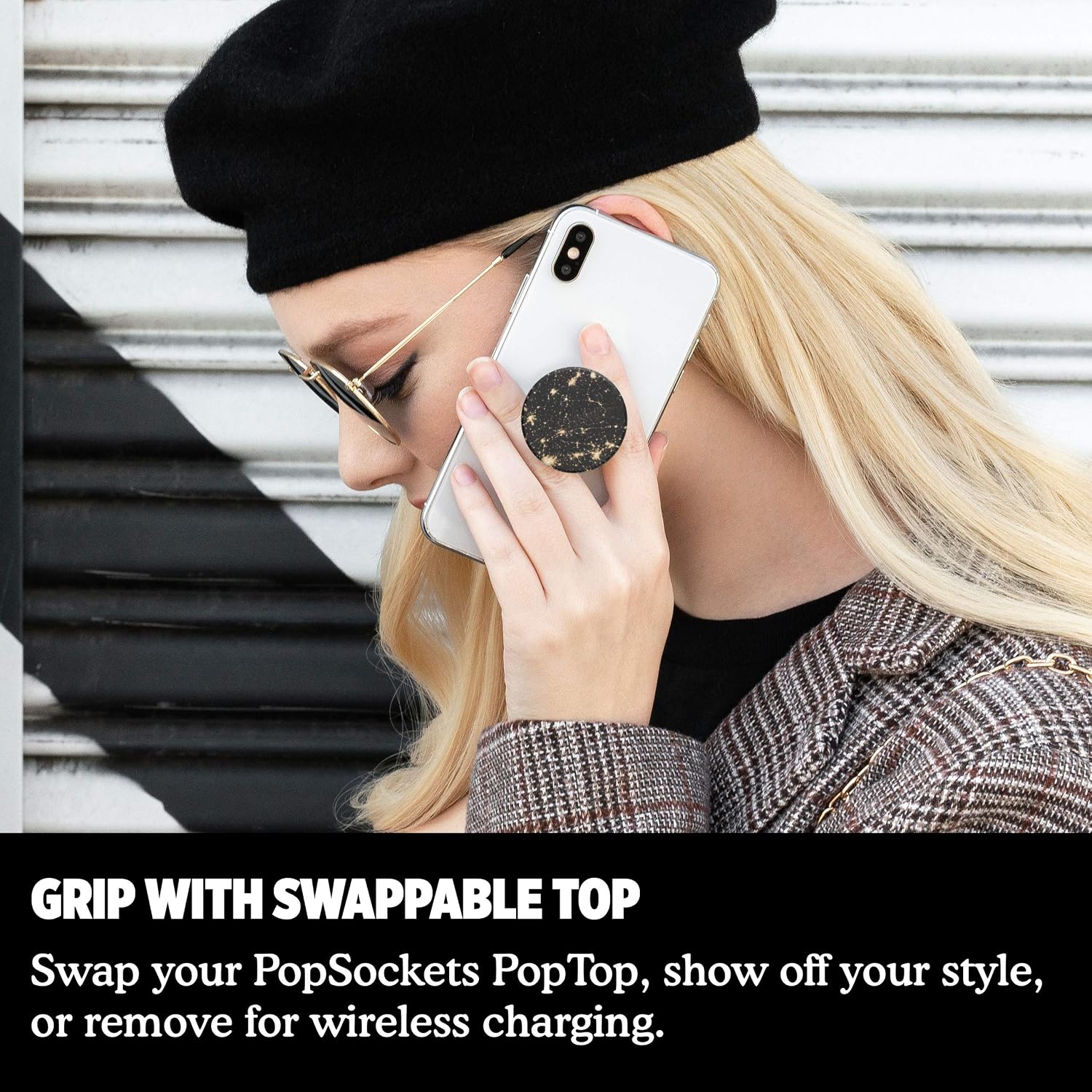 PopSockets PopGrip: Phone Grip and Phone Stand, Collapsible, Swappable Top, Light Leak