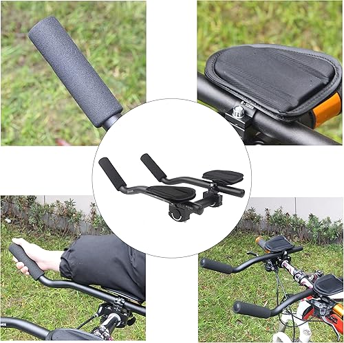 Miniatura 5 de Manillar Aero para Bicicleta, Manillar de Aleación de Aluminio para Bicicleta de Carretera y Montaña, Manillar de Carrera TT con Clip en el