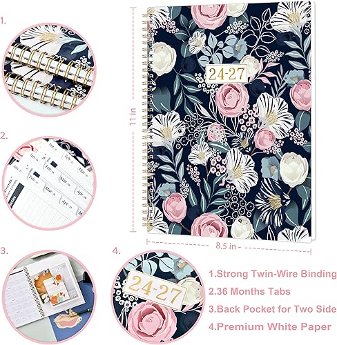 Miniatura 6 de Agenda mensual 2024-2027  Agenda mensual de 3 años 2024-2027, agenda mensual de 36 de julio de 2024 a junio de 2027, 9 x 11 pulgadas, calendario