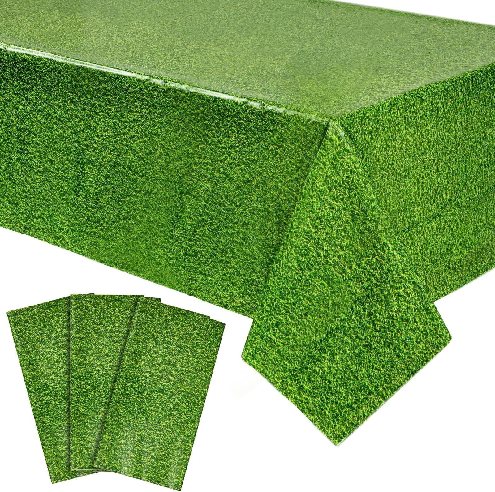 Sparkle and Bash Plastic Grass Tablecloth - Durable Cover for Golf Birthday Decorations - Wide Coverage for Golf Party Table Decoration - Easy-Clean Sports-Themed Tablecloths - 54 x 108 in - Pack of 3