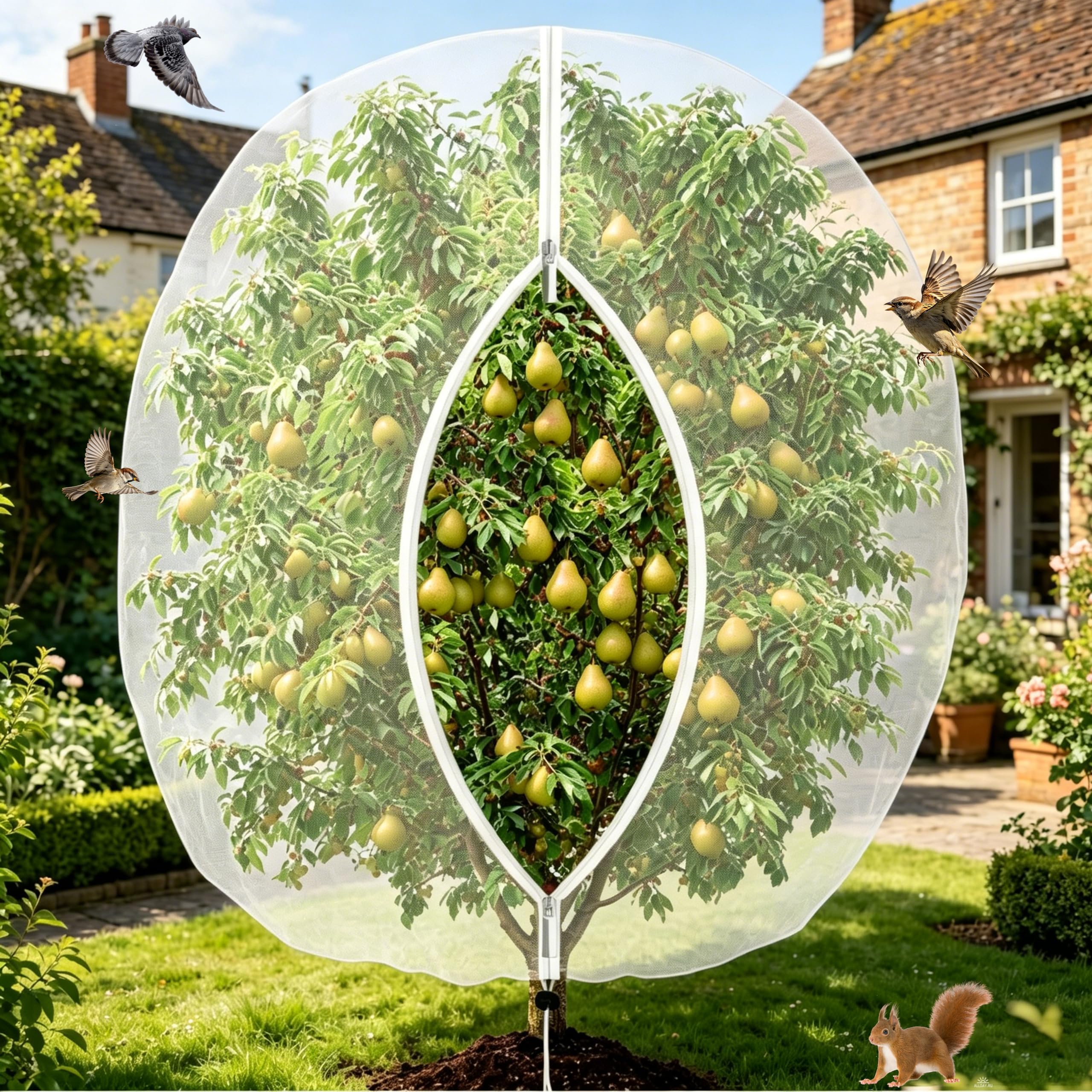Fruit Tree Netting Bird Protection with Zipper, Bird Insect Barrier Netting Fine Mesh Protection Bags, Cherry Plant Net for Protect Plant Fruits Flower From Insect Bird Eating (200 * 250CM)