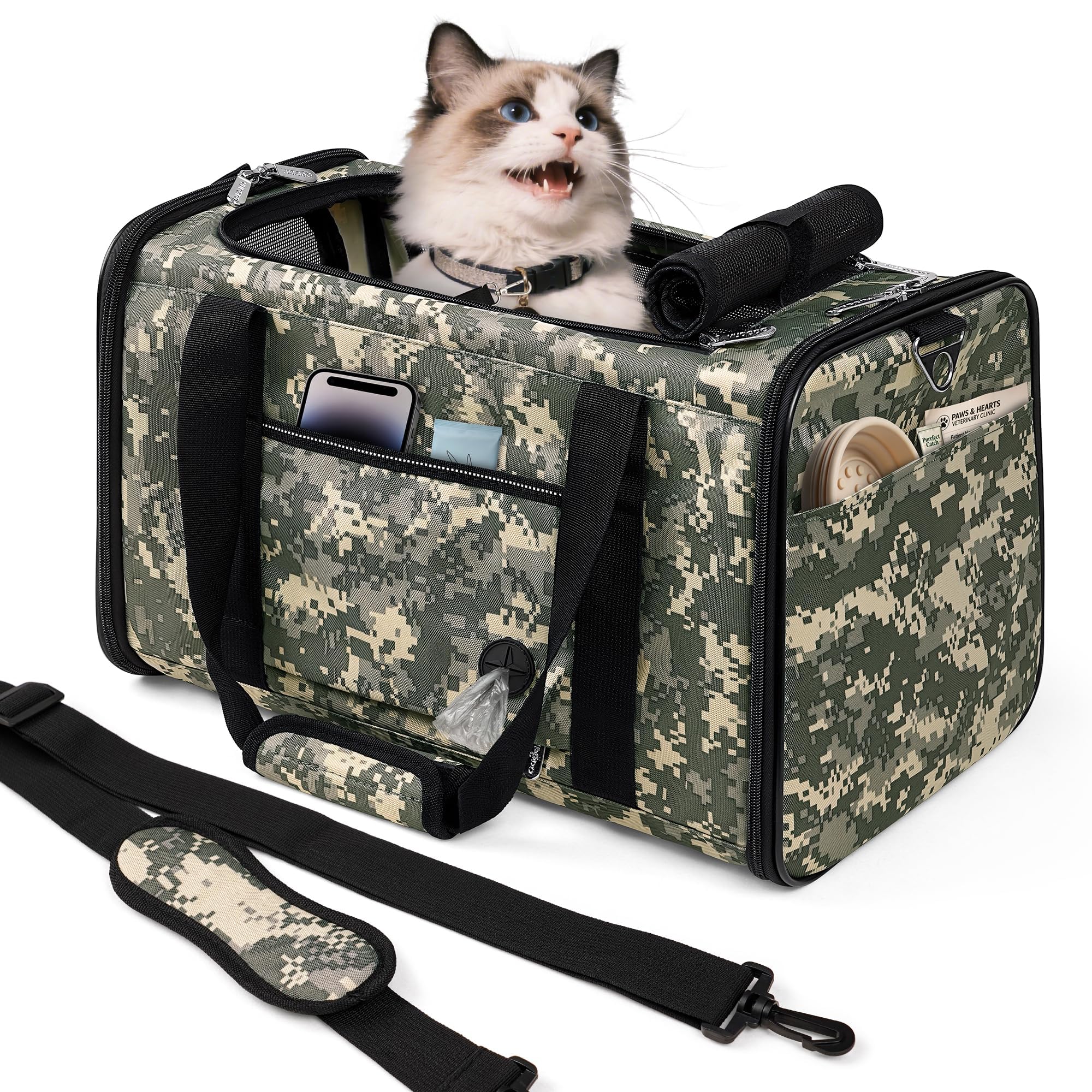 YUDODO Cat Carrier Soft 25lbs Two Loading Pet Carriers