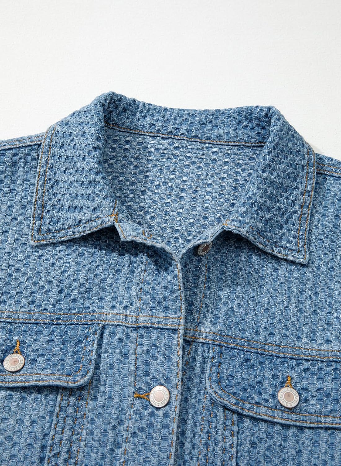 Sidefeel Women's Jean Jacket Oversized Boyfriend Button Up Long Sleeve Textured Denim Jackets - Image 5