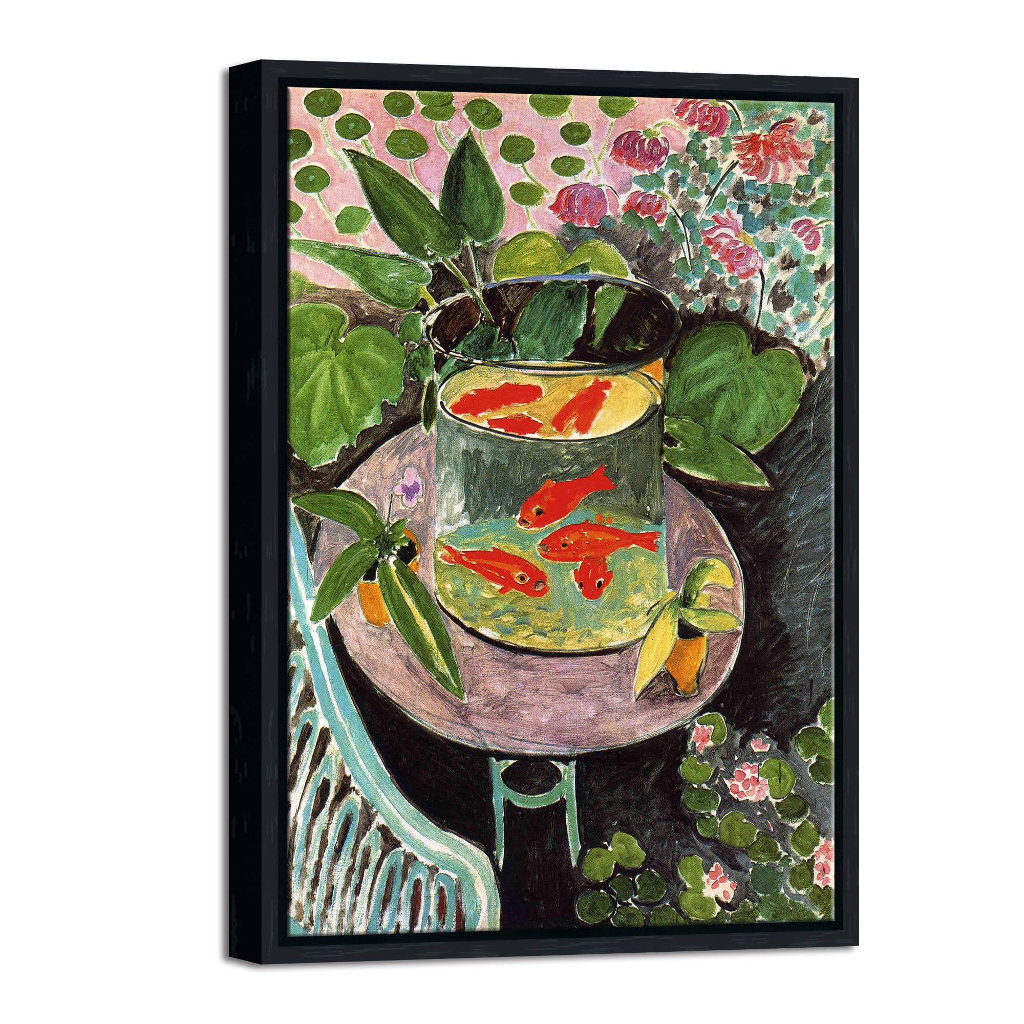 Wieco Art Framed Canvas Wall Art Goldfish by Henri Matisse Colorism Aesthetic Abstract Canvas Prints for Wall Decor and Home Office Decorations Black Frame