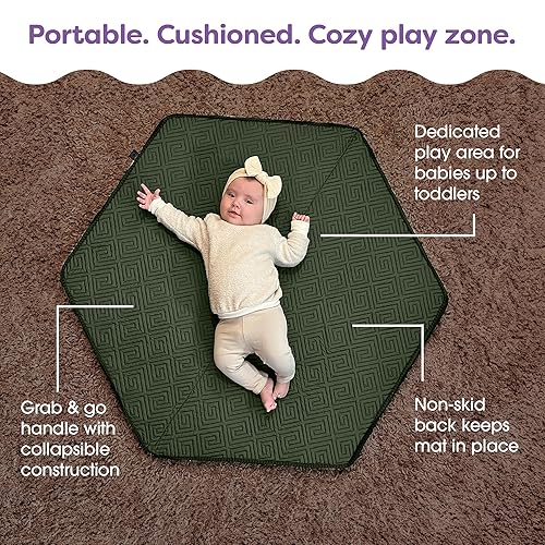 Miniatura 2 de Boppy Alfombra de juego  Alfombra de juego de espuma para bebés, niños pequeños y niños  Verde de laberinto musgo  Alfombra de juego para bebé fácil