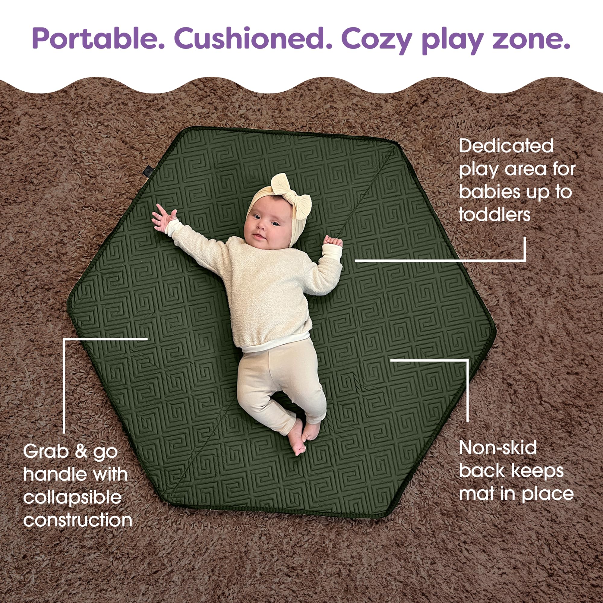Boppy Foam Play Mat for Baby, Toddlers and Kids, Moss-Maze Green, Easy-Setup with Non-Skid Backing for Floor Play, Tummy Time & More