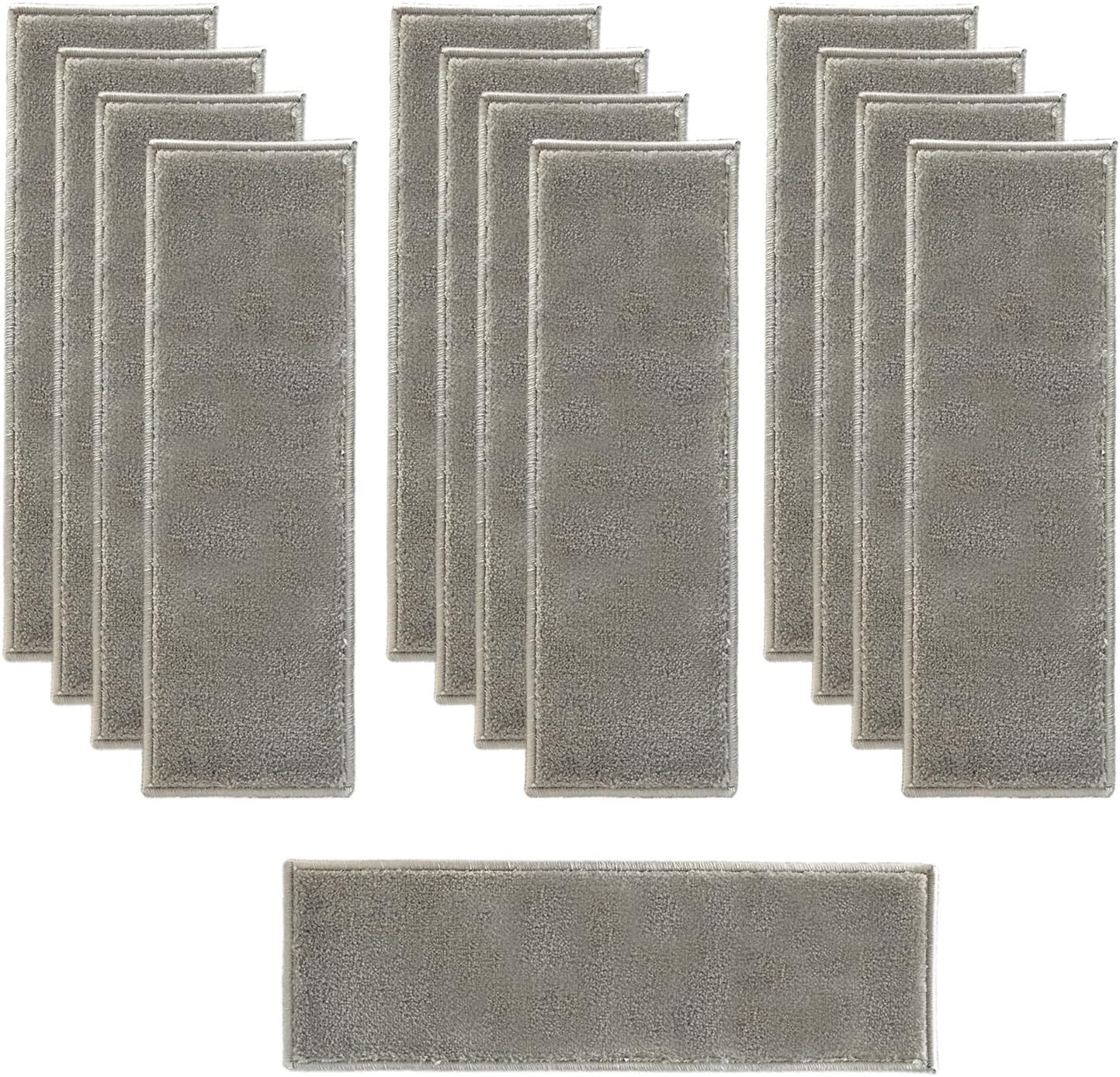 Sultansville Trellisville Collection Solid Design Vibrant and Soft Stair Treads, Grey, Pack of 13