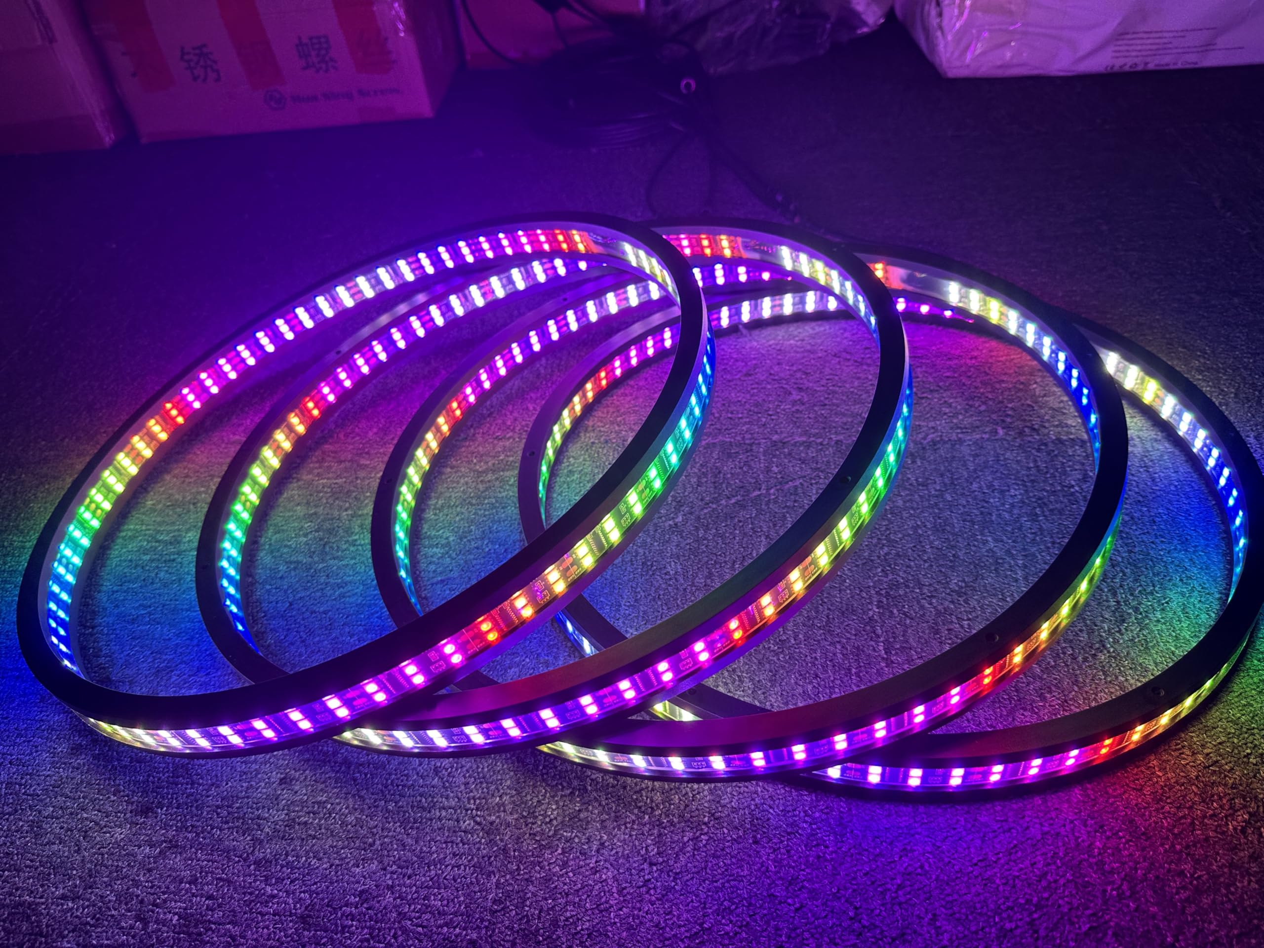 6Rollls - 15.5'' Triple Row Double Side RGB Dream Color Chase Million Colors Shift Rim Lights LED Wheel Ring Light w/Turn Signal,Brake Bluetooth/Remote Ctrl for Car Truck