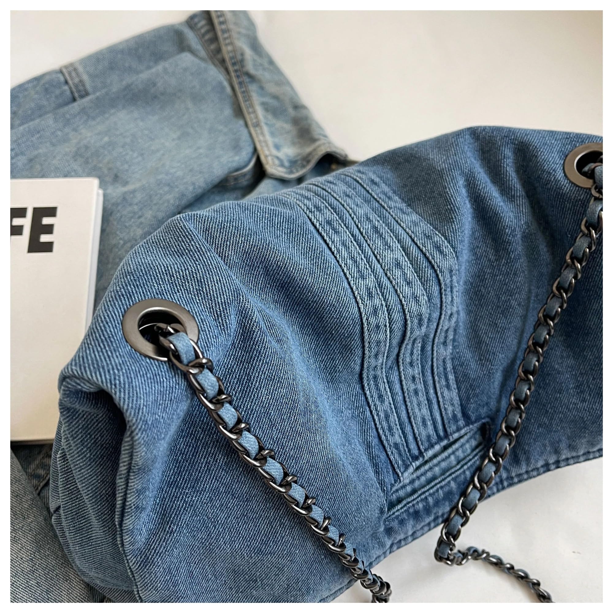 Borsa Jeans Donna Borsa da donna in denim, borsa a tracolla inclinata, tote originale retrò, pigra, grande capacità