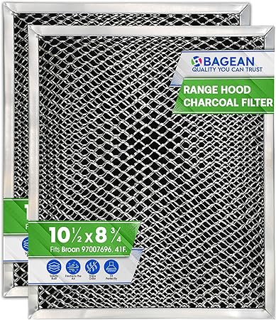 Stove Hood Vent Filter 10.5" x 8.8" 41F 97007696 Fit's Nutone & Broan Range Hood Filter Replacement for Ductless Exhaust Fan - Mesh Screen Filters Grease & Carbon Freshens Kitchen Oven Air (2-Pack)