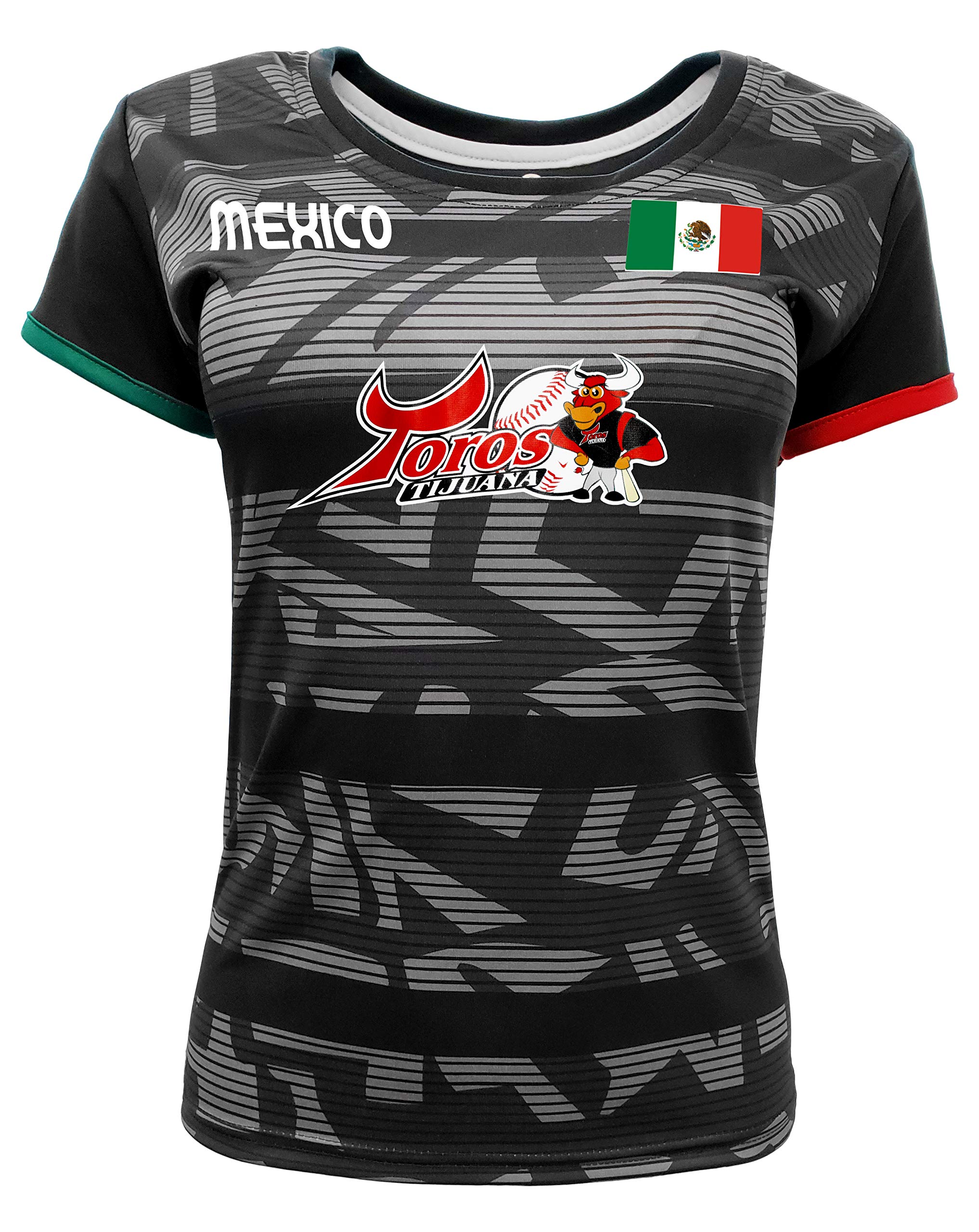 Women Jersey Mexico Toros de Tijuana 100% Polyester Black/Grey (Small)
