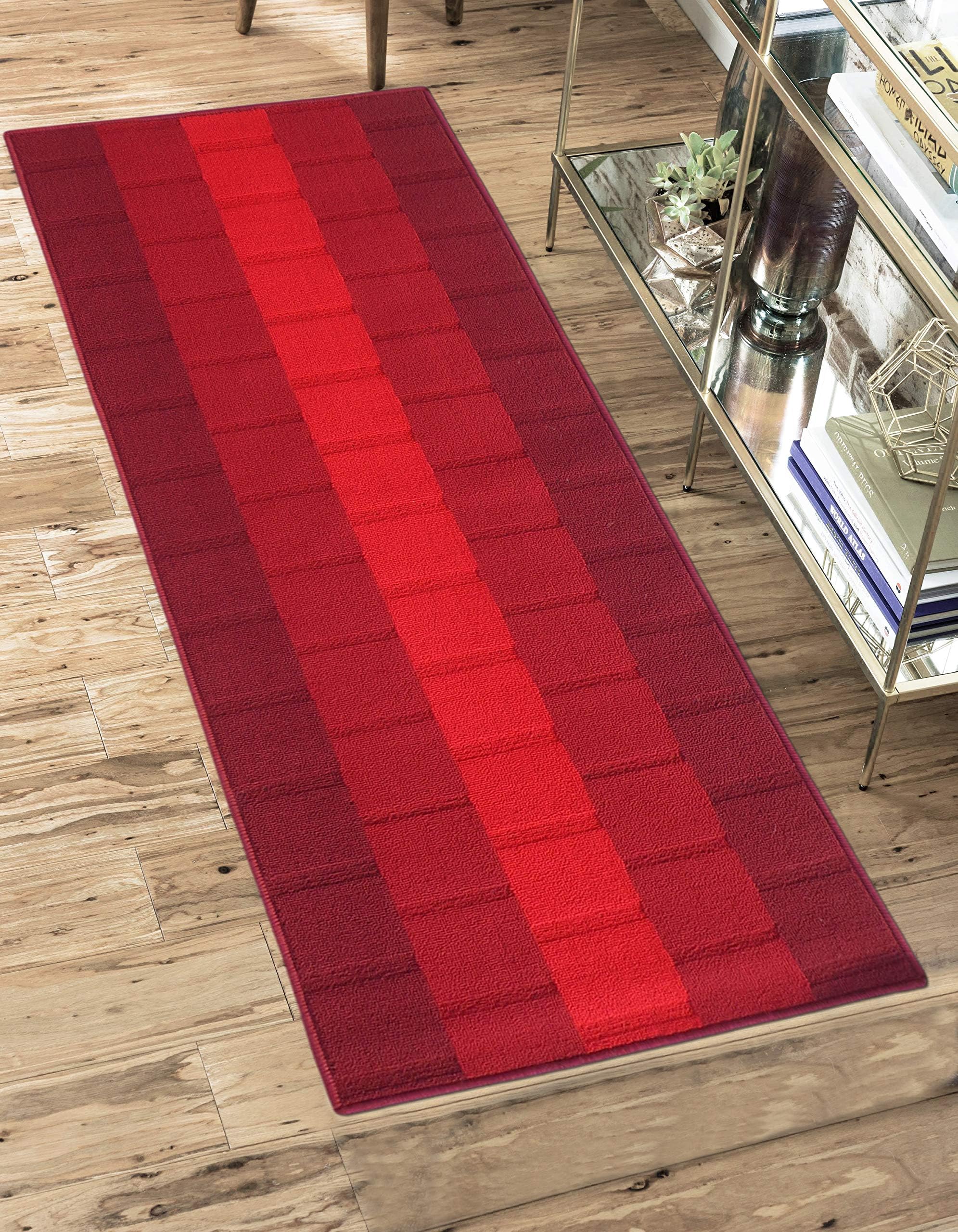 Status Contract Polypropylene Anti Skid Runner for Living Area | Rug for Bedroom |Rug for Dining Kitchen | Rug for Dining Table | Rug for Floor with Anti Slip Backing- 56X140 CM, Red