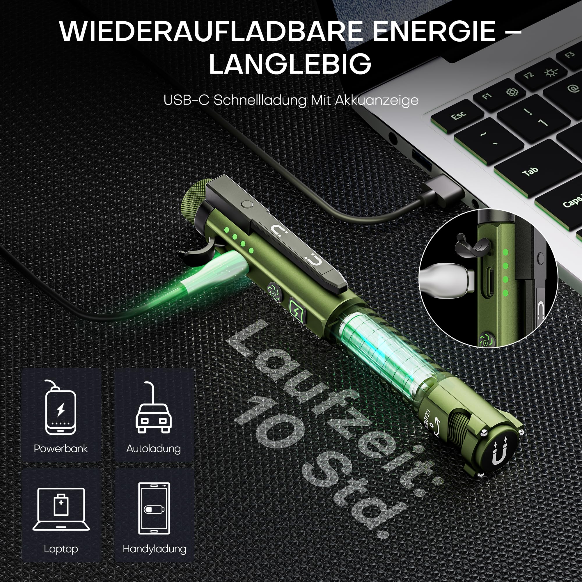 EDC Taschenlampe Wiederaufladbare,800Lumen LED Arbeitsleuchte mit Magnetclip & Magnetfuß, 11 Arbeitsmodi COB Stiftlampe, Ideal für Werkstatt, Zuhause und Notfallbeleuchtung